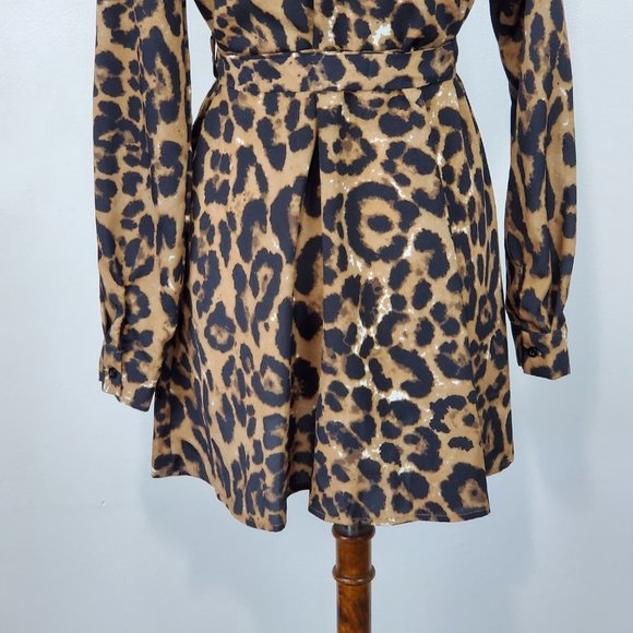SHEIN Animal Print Button Front Belted A-Line Dress NWOT Size Teen 14Y - Picture 9 of 15